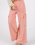 SAGE + FIG Knit Terry Mineral Wash Wide Leg Pants