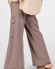 SAGE + FIG Knit Terry Mineral Wash Wide Leg Pants