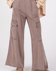 SAGE + FIG Knit Terry Mineral Wash Wide Leg Pants