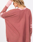 Rosy Brown SAGE + FIG Mineral Wash Side Slit Contrast T-Shirt