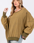 Lavender SAGE + FIG Mineral Wash Side Slit Oversized Sweatshirt