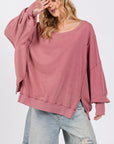 Thistle SAGE + FIG Mineral Wash Side Slit Oversized Sweatshirt