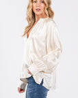 Lavender SAGE + FIG Notched Long Sleeve Blouse