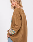 SAGE + FIG Peace Applique Patch Long Sleeve Top