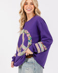 SAGE+FIG Peace Applique Patch Long Sleeve Top