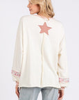 SAGE + FIG Peace & Star Patch Contrast Round Neck Sweatshirt