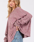 SAGE + FIG Round Neck Batwing Sleeve Oversize Top