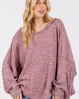 SAGE + FIG Round Neck Batwing Sleeve Oversize Top