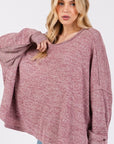 SAGE + FIG Round Neck Batwing Sleeve Oversize Top