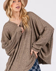 SAGE + FIG Round Neck Batwing Sleeve Oversize Top