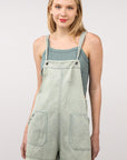 Light Gray VERY J Washed Frayed Hem Denim Overall