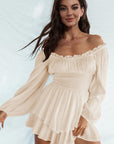 Off Shoulder Smocked Waist Romper