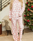 Santa Print Long Sleeve Top and Pants Lounge Set