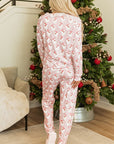 Santa Print Long Sleeve Top and Pants Lounge Set