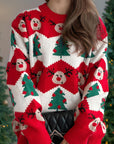 Christmas Element Round Neck Long Sleeve Sweater