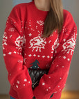 Christmas Element Round Neck Long Sleeve Sweater