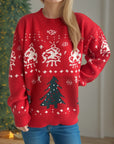 Christmas Element Round Neck Long Sleeve Sweater