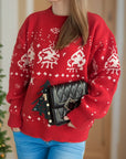 Christmas Element Round Neck Long Sleeve Sweater