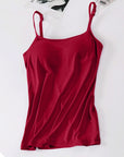 Dark Red Scoop Neck Adjustable Strap Cami