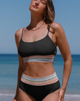 Slate Gray Scoop Neck Spaghetti Strap Two-Piece Swim Set