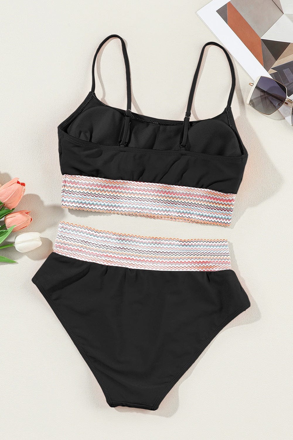 Dark Slate Gray Scoop Neck Spaghetti Strap Two-Piece Swim Set