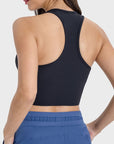 Dark Slate Gray Scoop Neck Wide Strap Active Tank