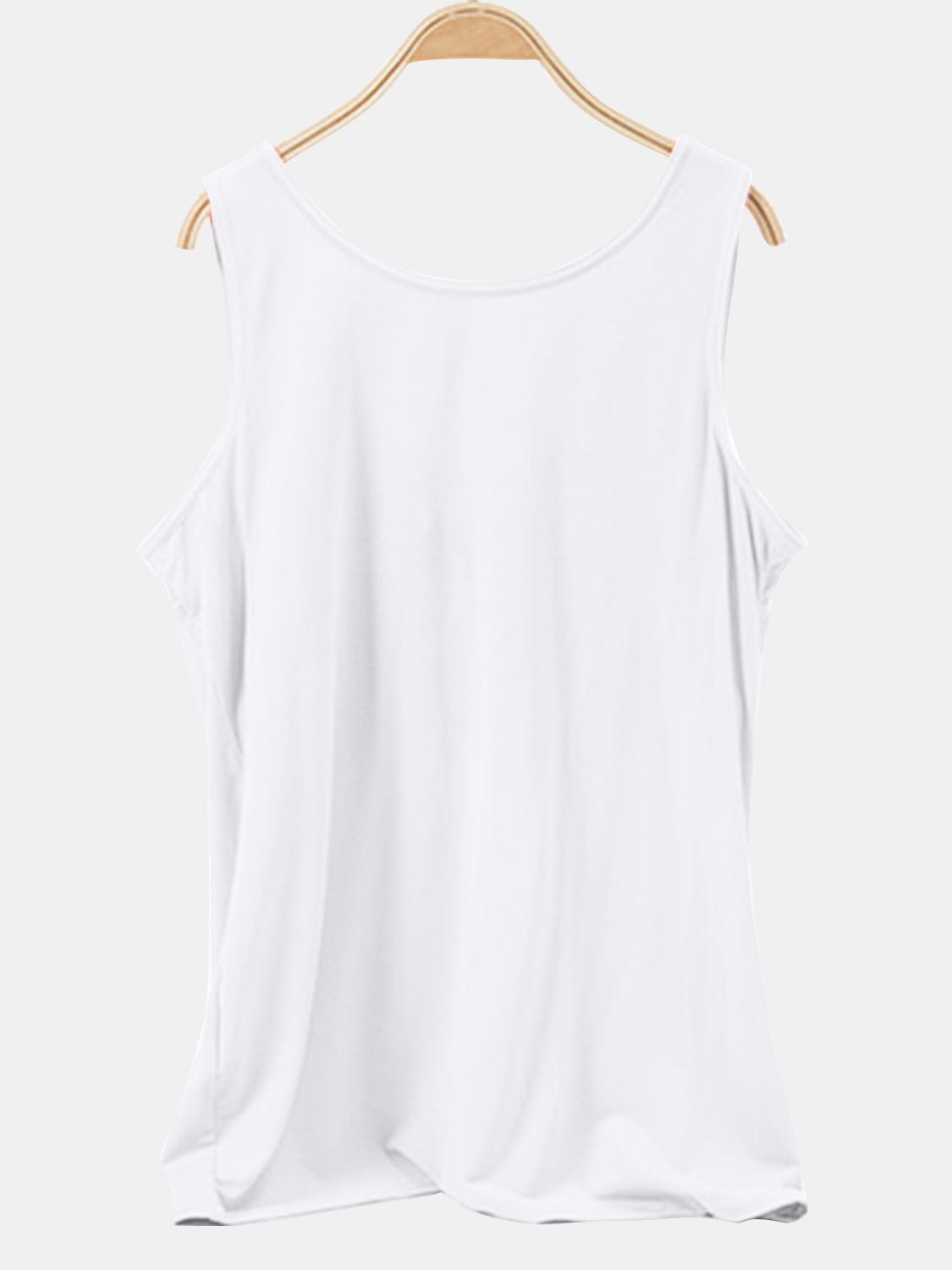 White Smoke Scoop Neck Wide Strap Tank