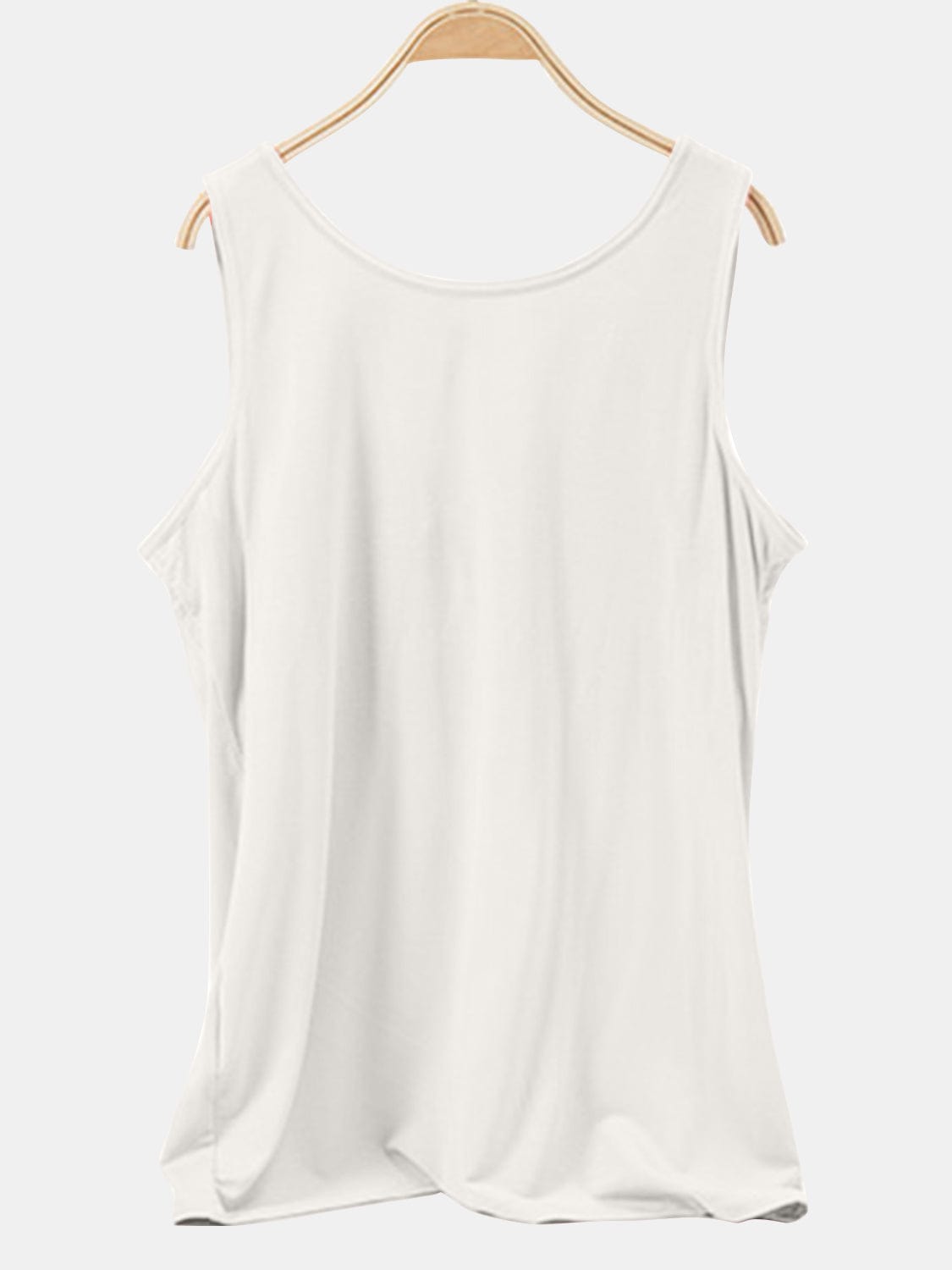 White Smoke Scoop Neck Wide Strap Tank