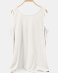 White Smoke Scoop Neck Wide Strap Tank