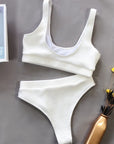 Light Slate Gray Scoop Neck Wide Strap Two-Piece Swim Set