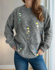 Sequin Mock Neck Long Sleeve Sweater