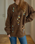 Sequin Mock Neck Long Sleeve Sweater