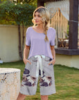 Short Sleeve Top and Printed Shorts Lounge Set