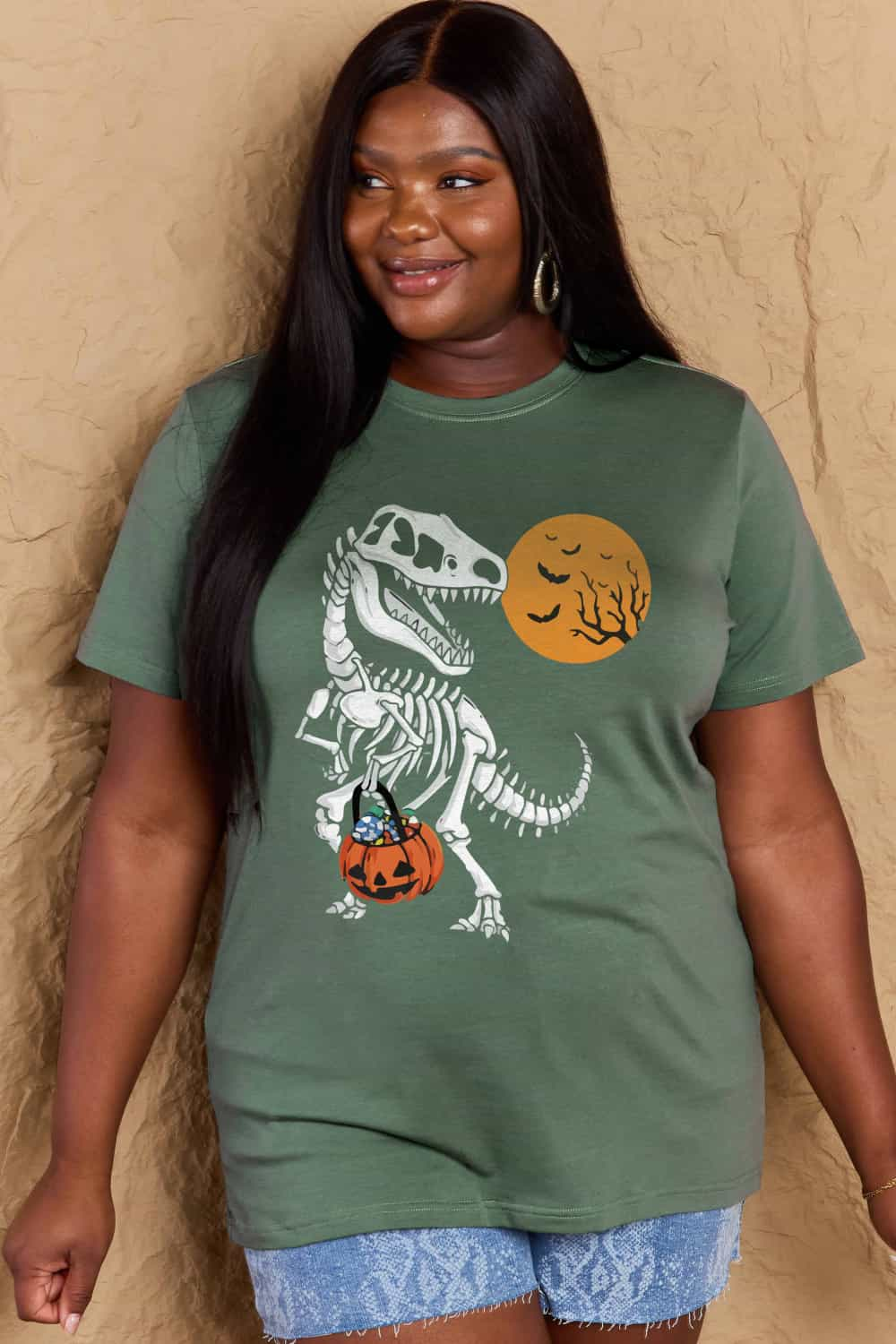 Simply Love Full Size Dinosaur Skeleton Graphic Cotton T-Shirt