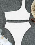 Dark Slate Gray Single Shoulder Bikini Set