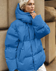 Pocketed Zip Up Hooded Puffer Jacket