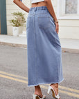 Slit Asymmetrical Waist Denim Skirt