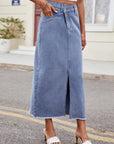 Slit Asymmetrical Waist Denim Skirt