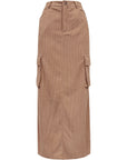 Slit Corduroy Maxi Skirt with Pockets