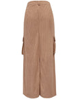 Slit Corduroy Maxi Skirt with Pockets