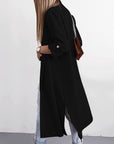 Slit Open Front Roll-Tab Sleeve Trench Coat