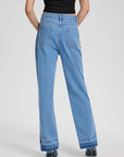 Slit Straight Leg Jeans with Pockets