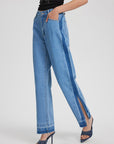 Slit Straight Leg Jeans with Pockets