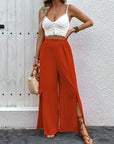 Gray Slit Wide Leg Pants