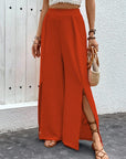 Gray Slit Wide Leg Pants