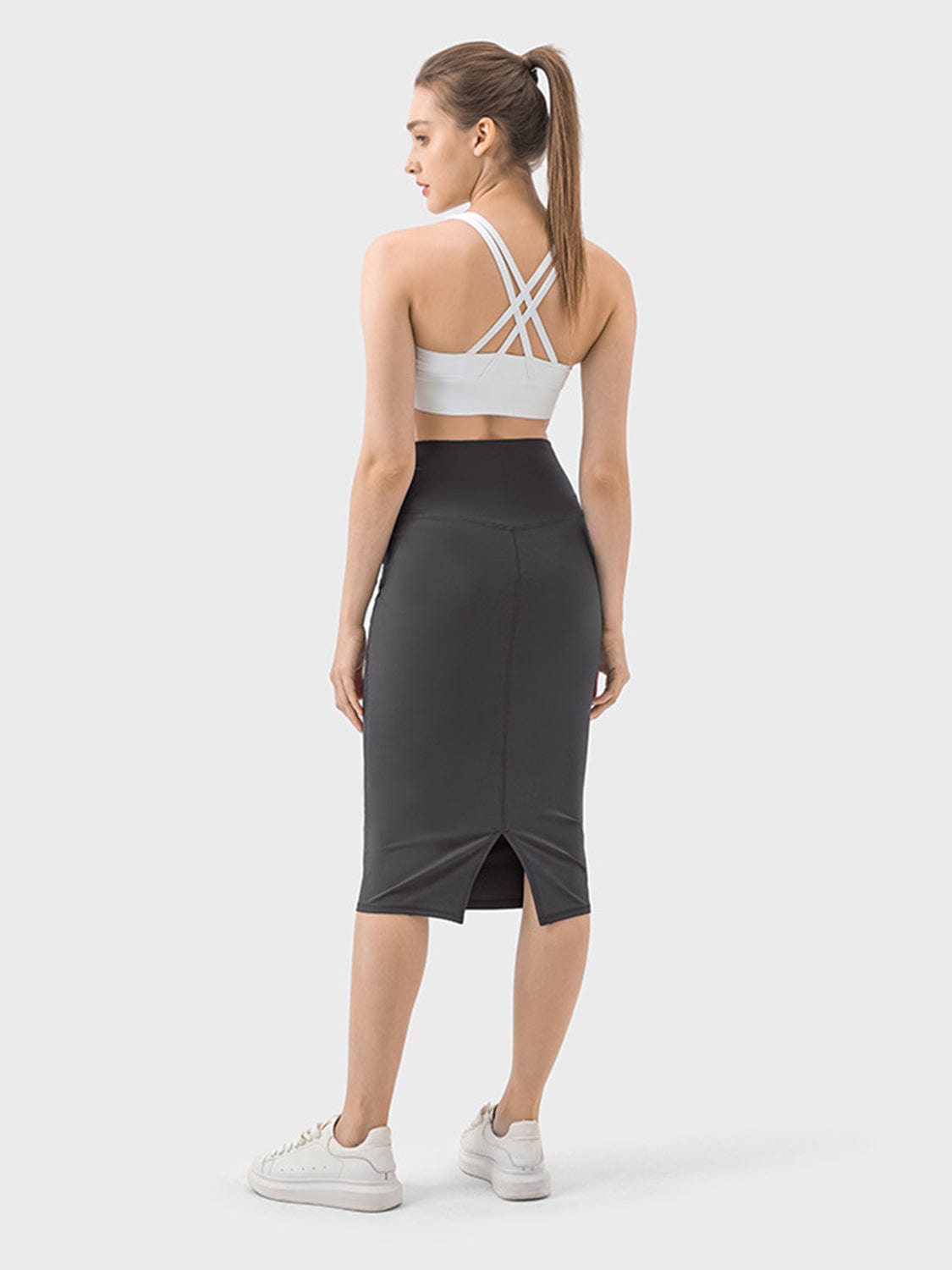 Beige Slit Wrap Active Skirt