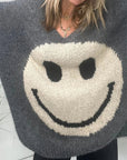 Smiling Face V-Neck Long Sleeve Sweater