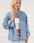 Snap Down Long Sleeve Denim Top