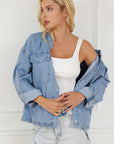 Snap Down Long Sleeve Denim Top