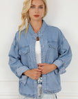 Snap Down Long Sleeve Denim Top